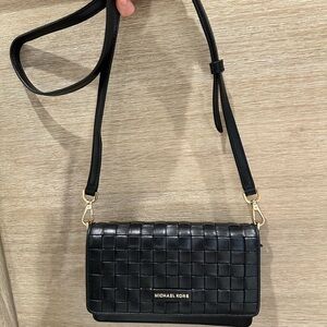 Michael Kors Black Woven Crossbody Bag